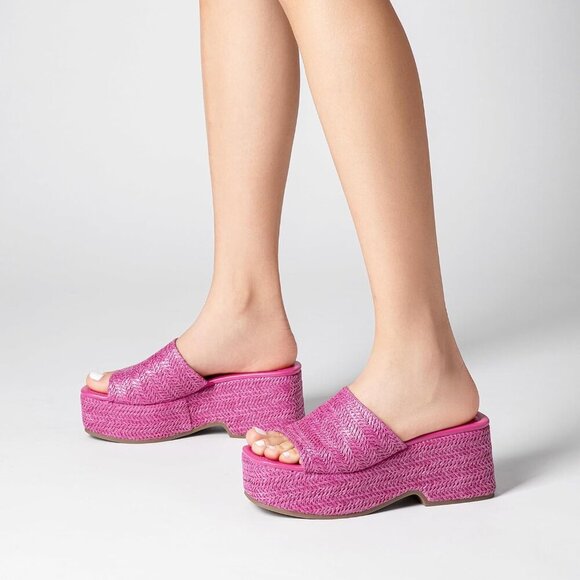 Platform Espadrille Sandals Women Wedges Slides Flatform Open Toe Summer Shoes - Picture 7 of 7